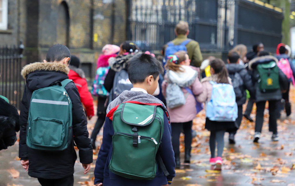 kids walking in a walk a thon