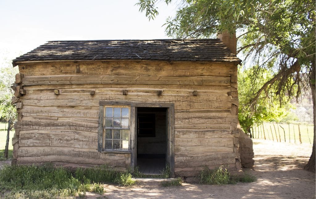 Small wooden building in a pioneer village 