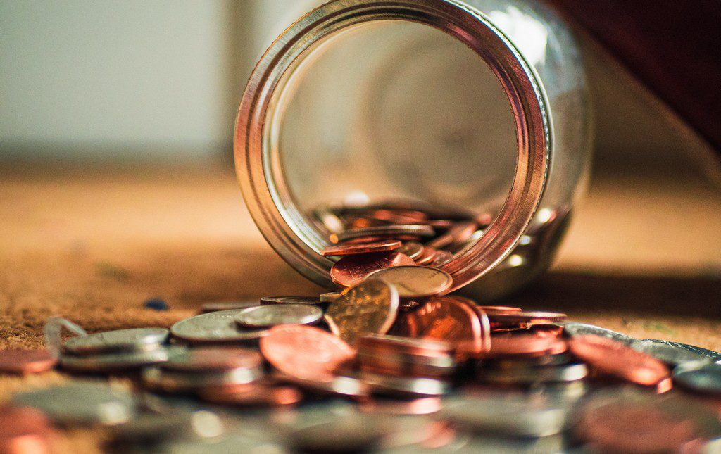 Tip jar to collect coins for school at local business