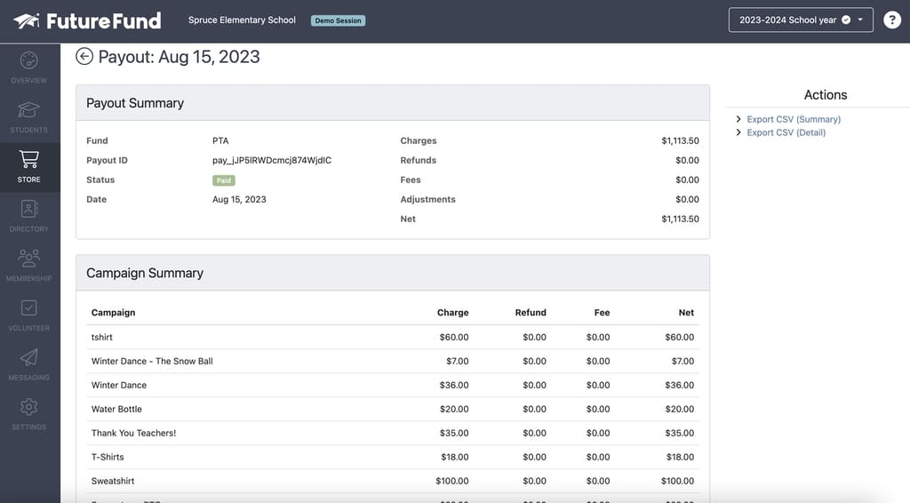 Payouts and campaign summary report in FutureFund to help ensure financial transparency for donors