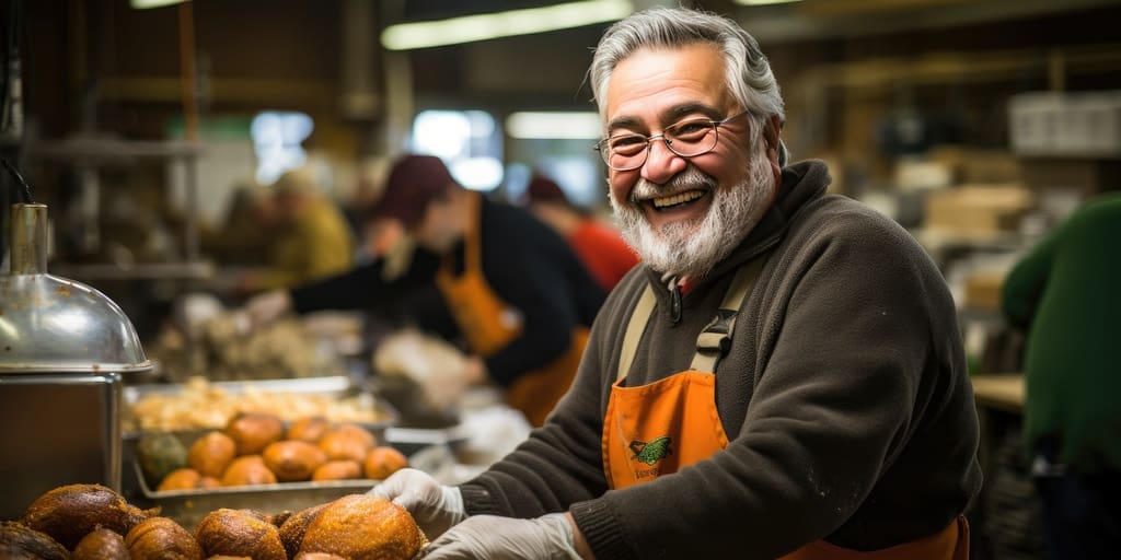 Parent volunteer at Thanksgiving Food Bank Donation Drive fundraiser