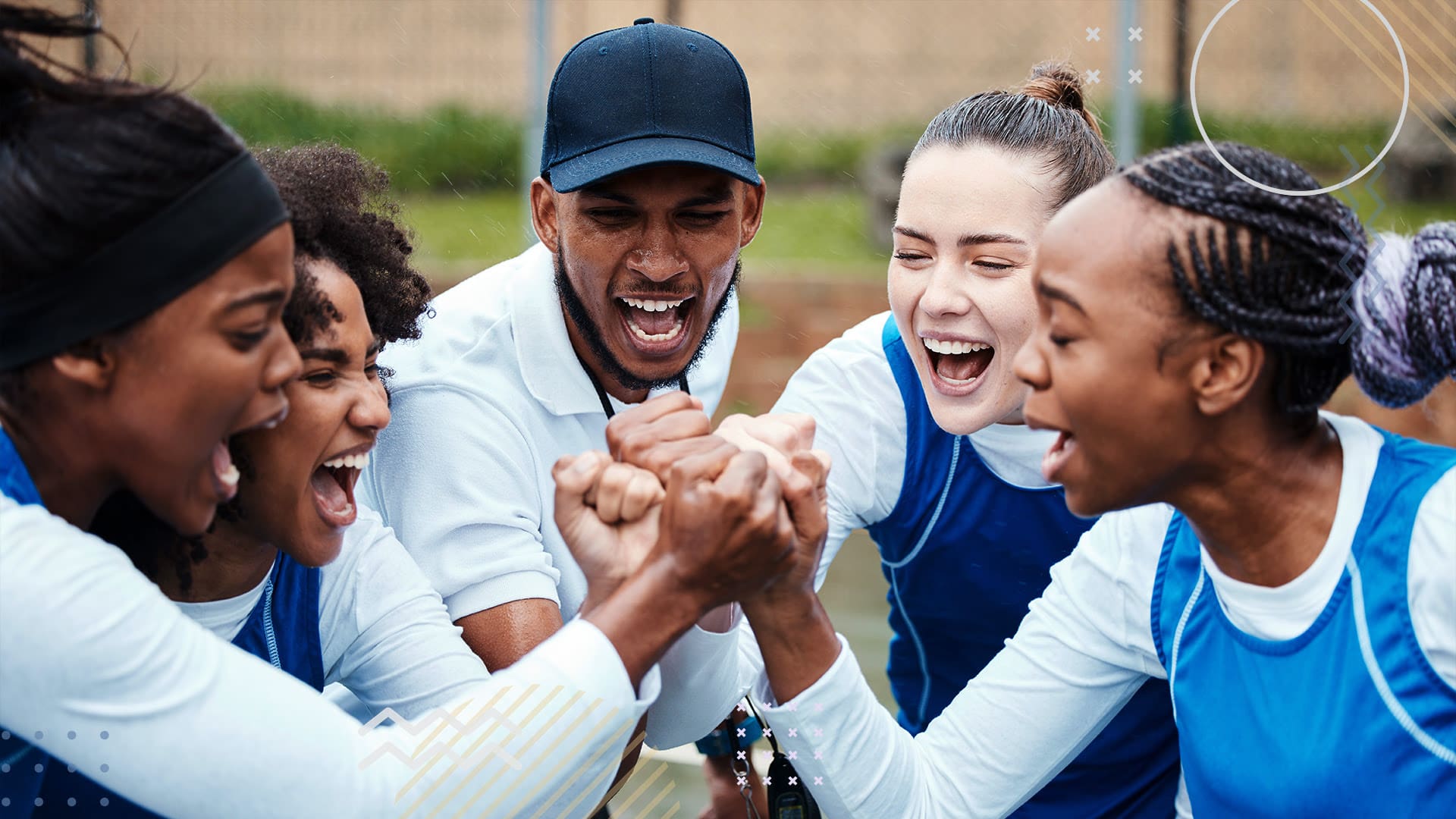 Highschool sports team celebrating together during fundraiser event