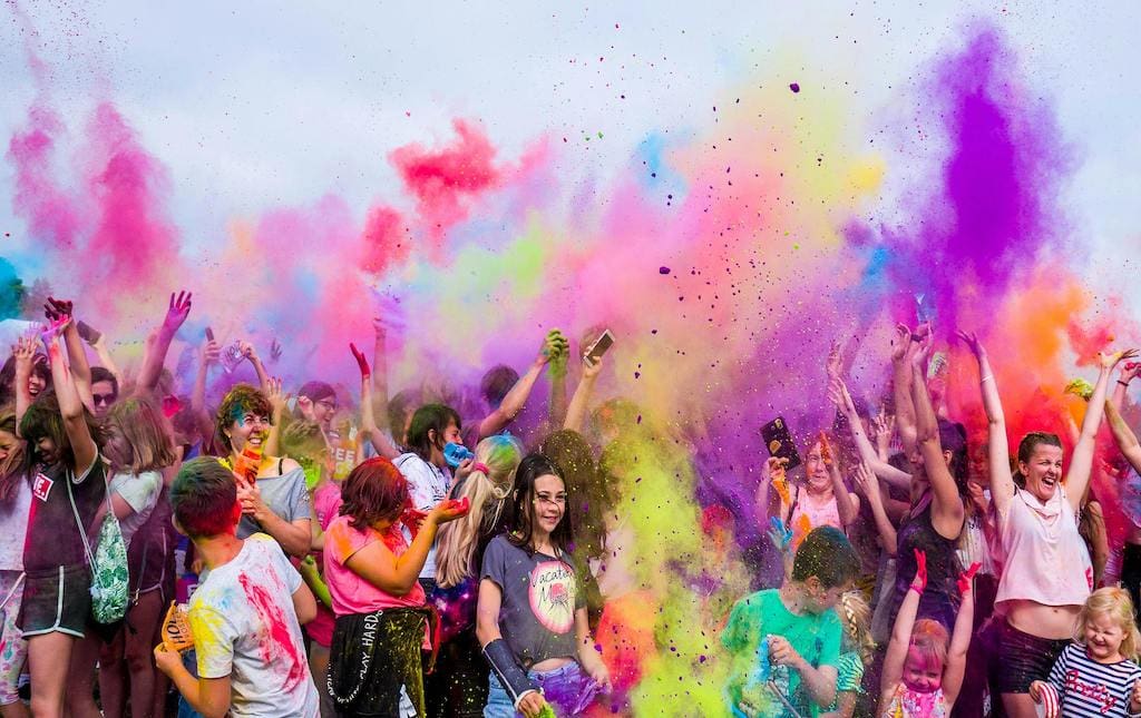 Group of young people at a color fun fundraiser