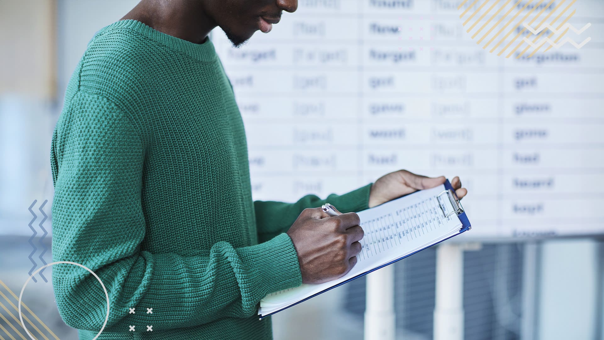 PTA writing on volunteer list clipboard