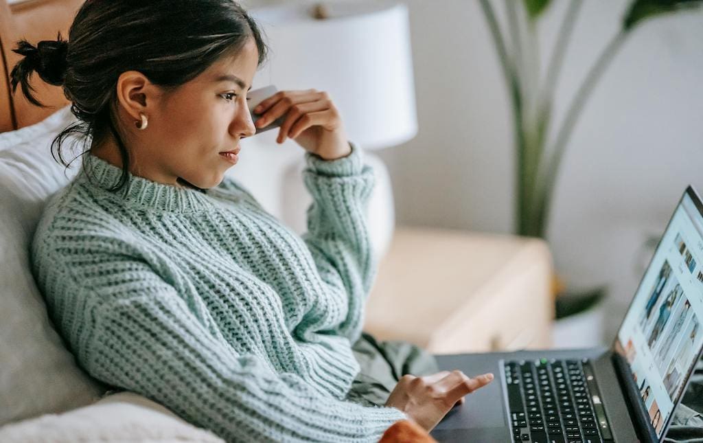 woman working on her laptop